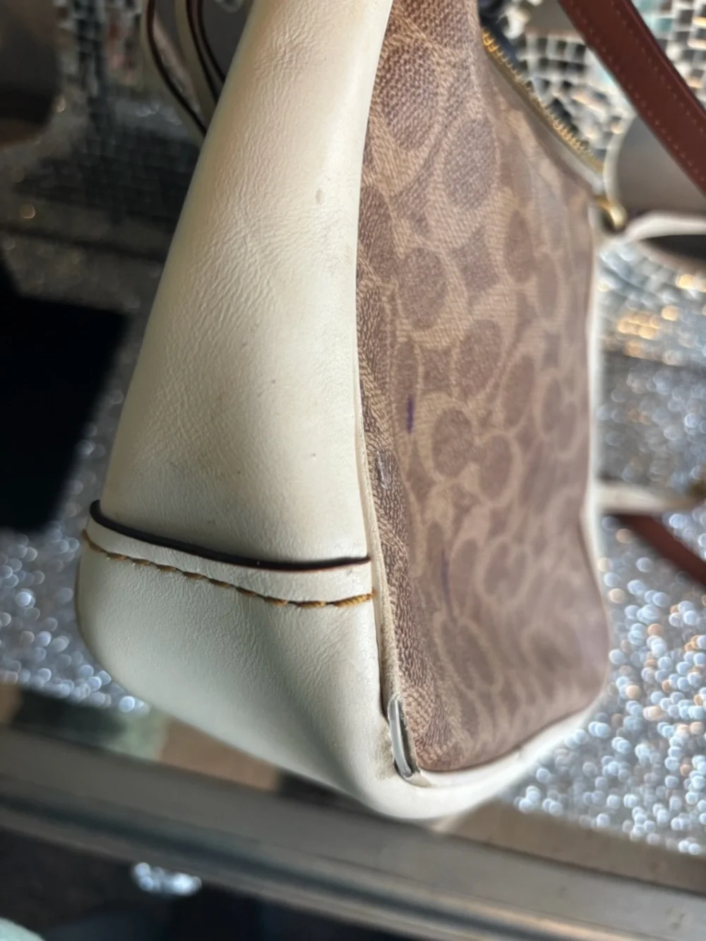 💕Coach Brown Signature Canvas Crossbody with Cream‎ Trim